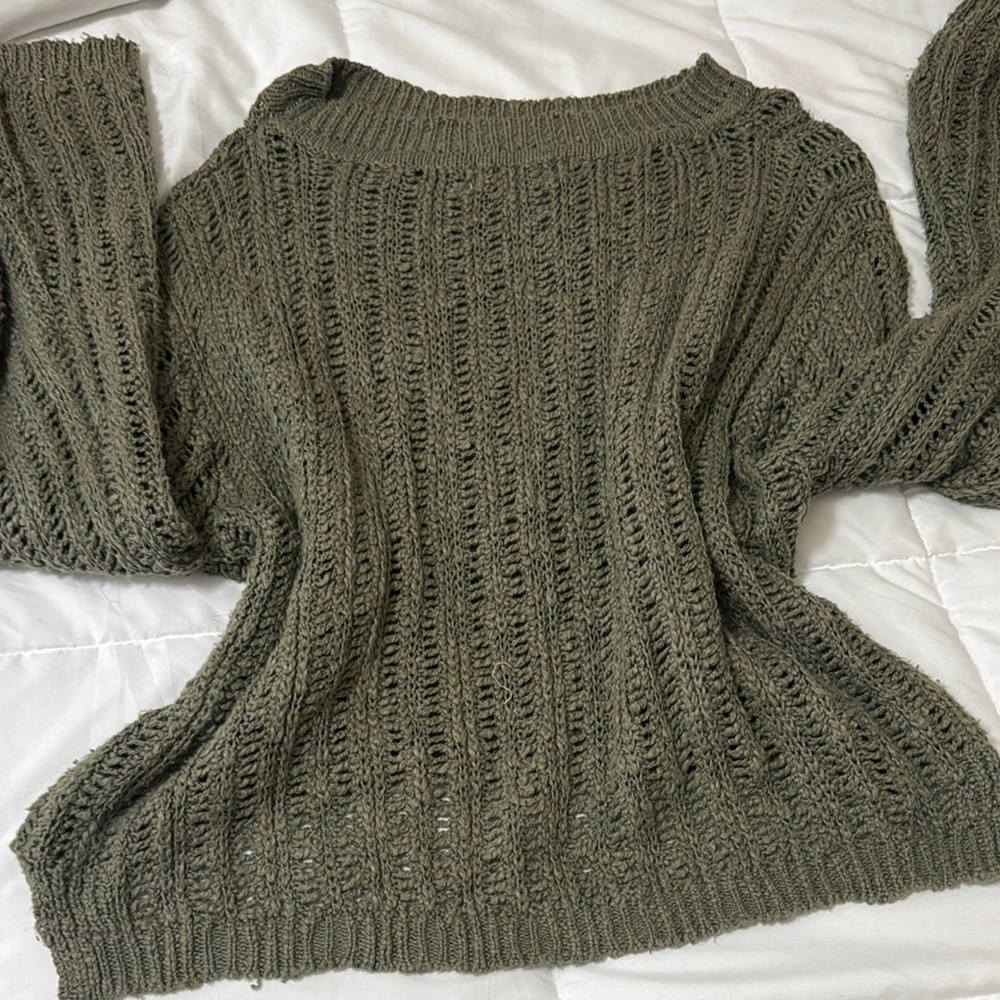 Olive Green Women's Sweater Natural life Crotchet